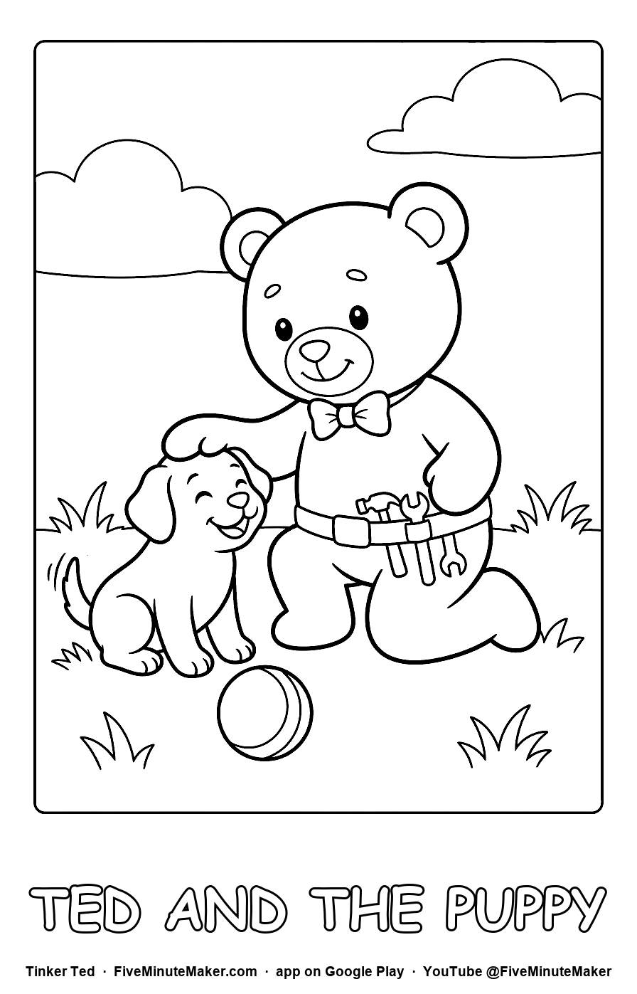 Tinker Ted and the Puppy coloring page