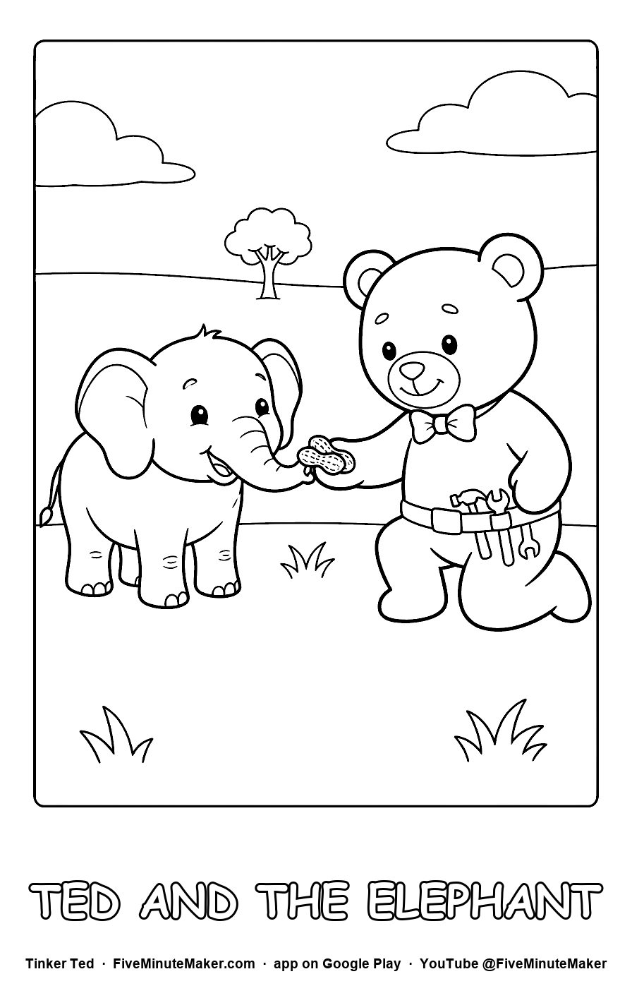 Tinker Ted and the Elephant coloring page