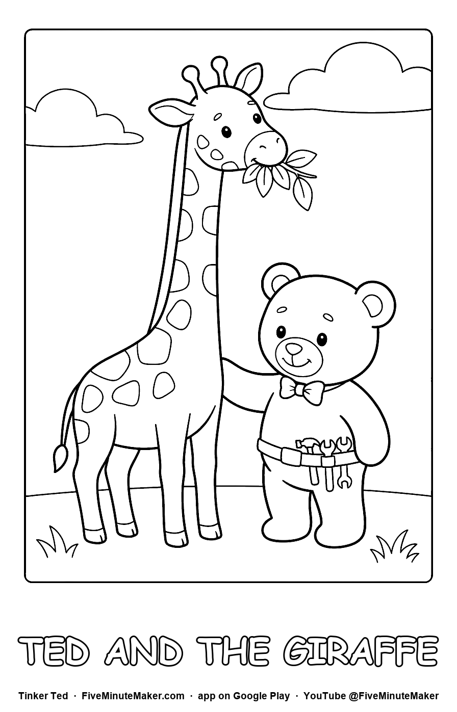 Tinker Ted and the Giraffe coloring page