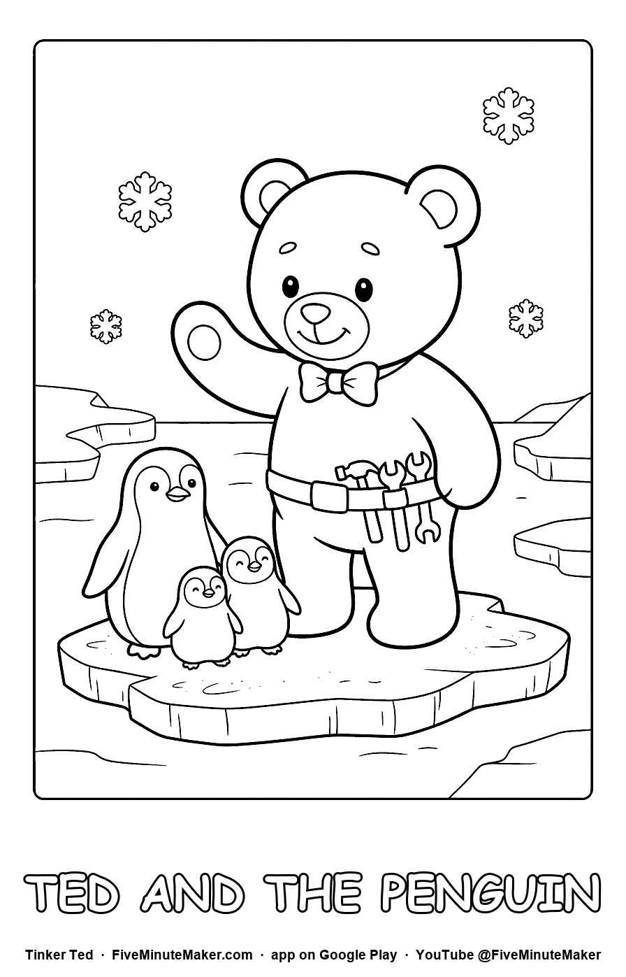 Tinker Ted and the Penguin coloring page