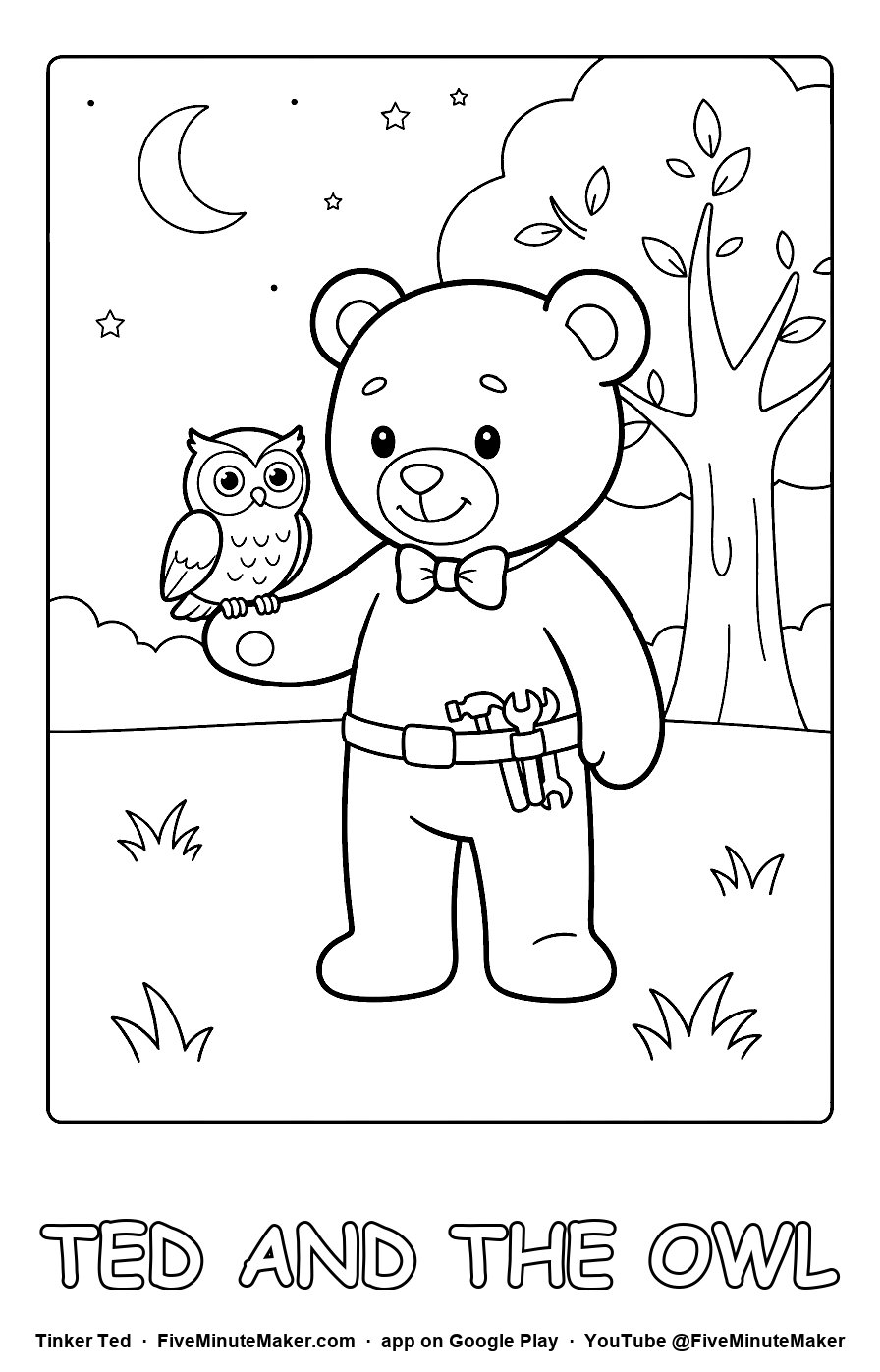 Tinker Ted and the Owl coloring page