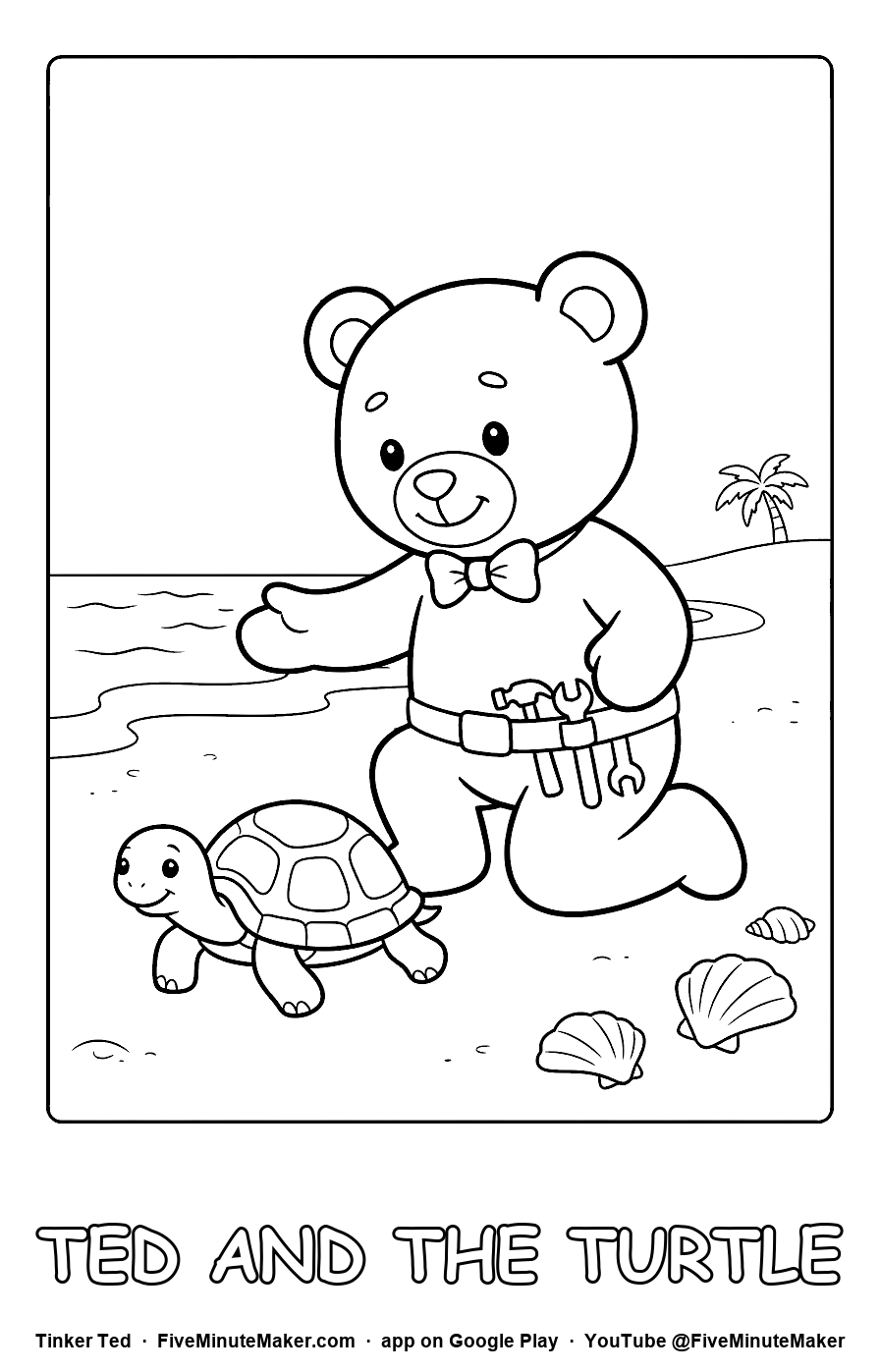 Tinker Ted and the Turtle coloring page