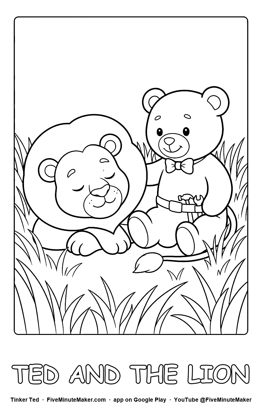 Tinker Ted and the Lion coloring page