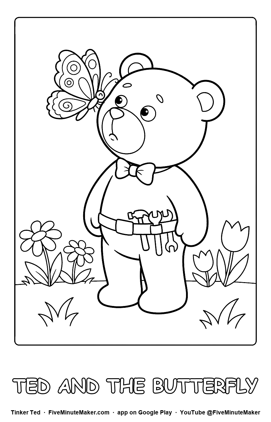 Tinker Ted and the Butterfly coloring page