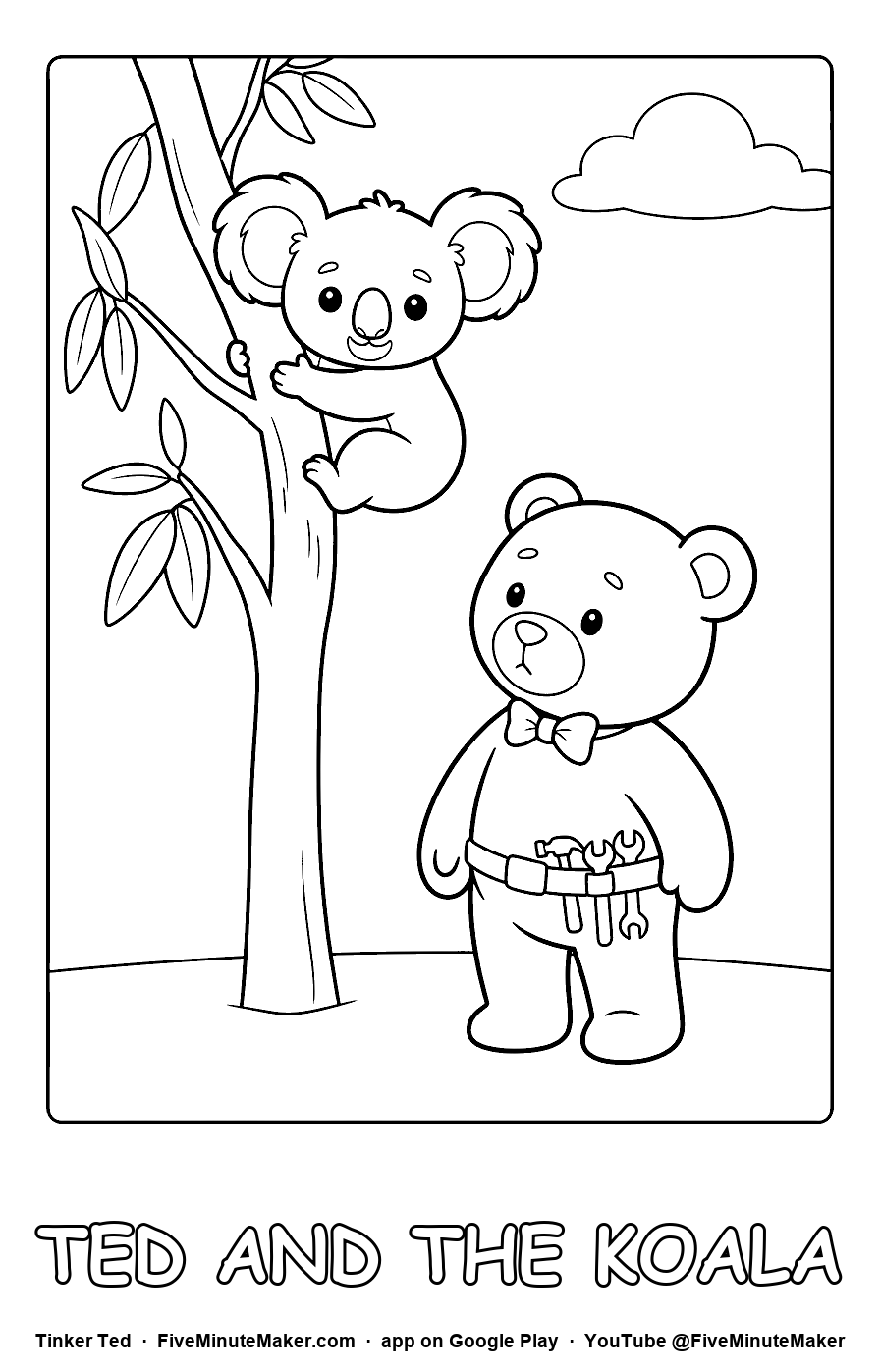 Tinker Ted and the Koala coloring page