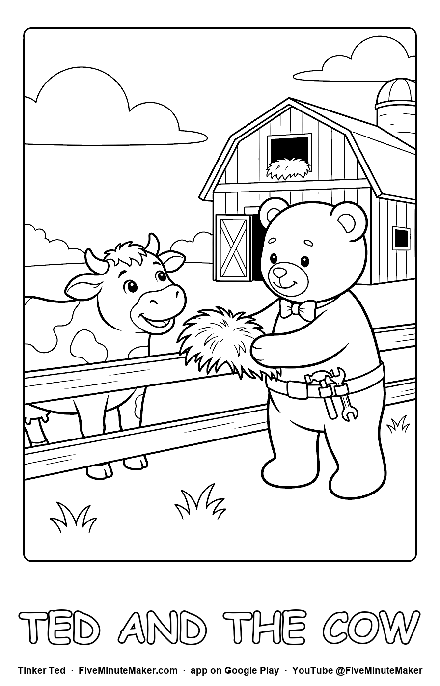 Tinker Ted and the Cow coloring page