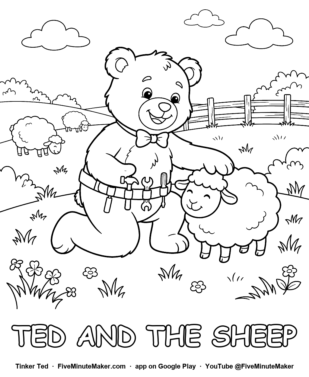 Tinker Ted and the Sheep coloring page