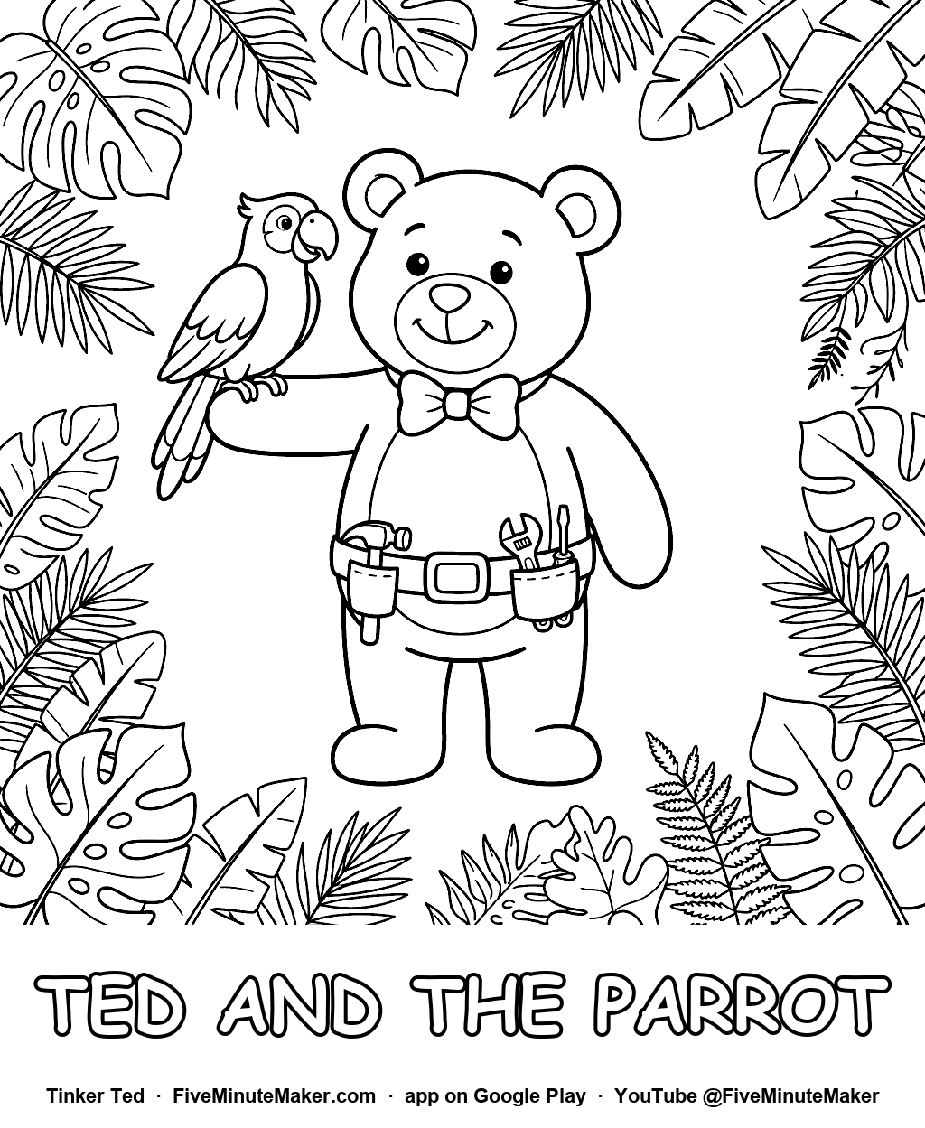 Tinker Ted and the Parrot coloring page