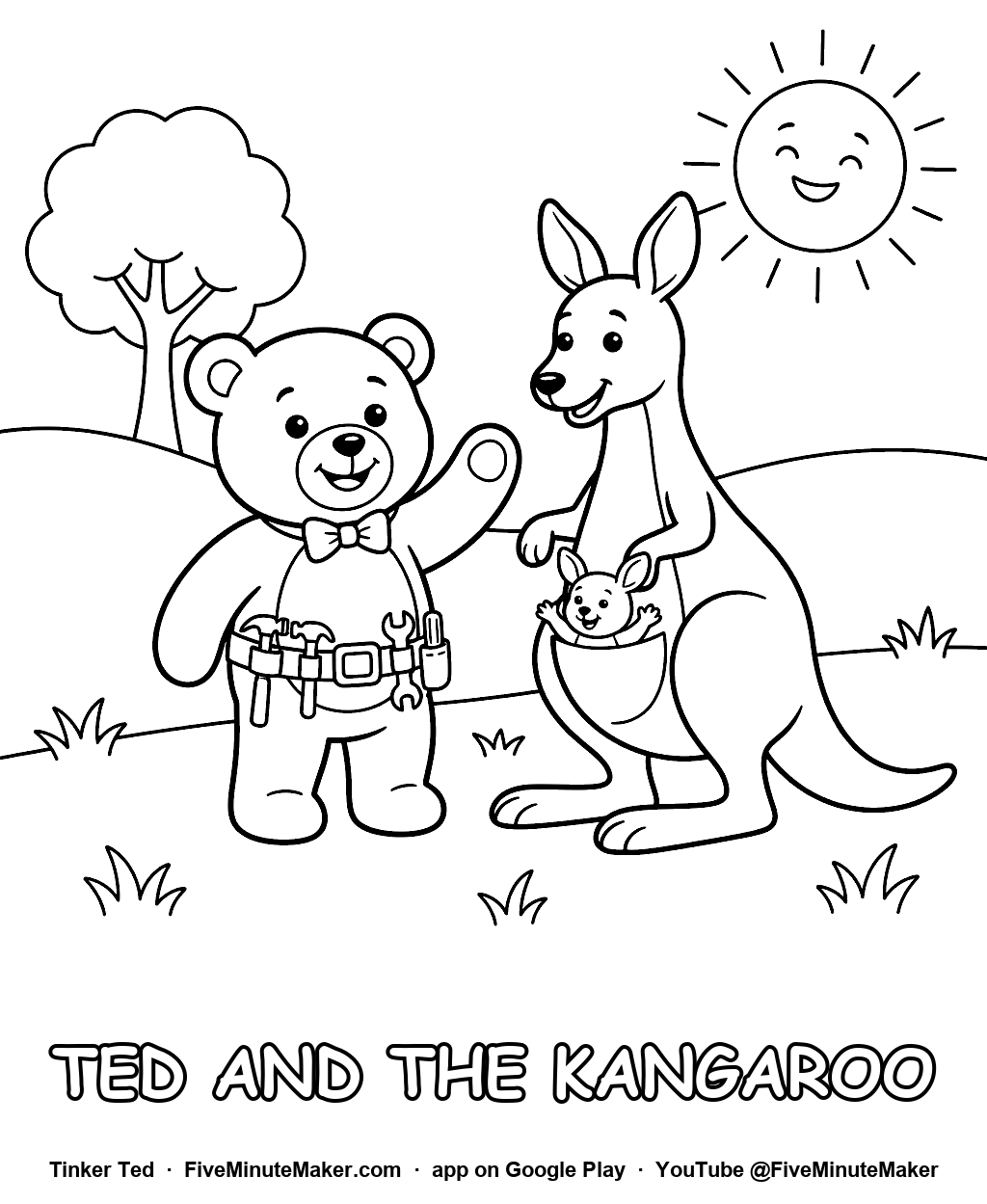 Tinker Ted and the Kangaroo coloring page