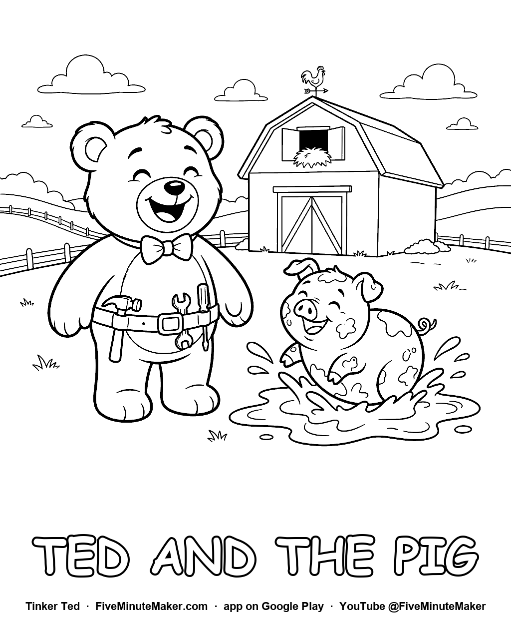 Tinker Ted and the Pig coloring page