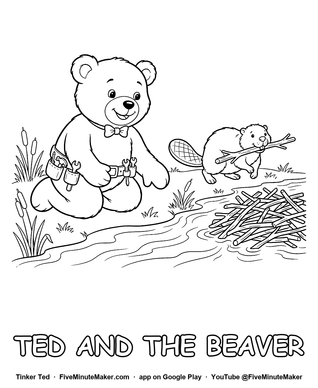 Tinker Ted and the Beaver coloring page