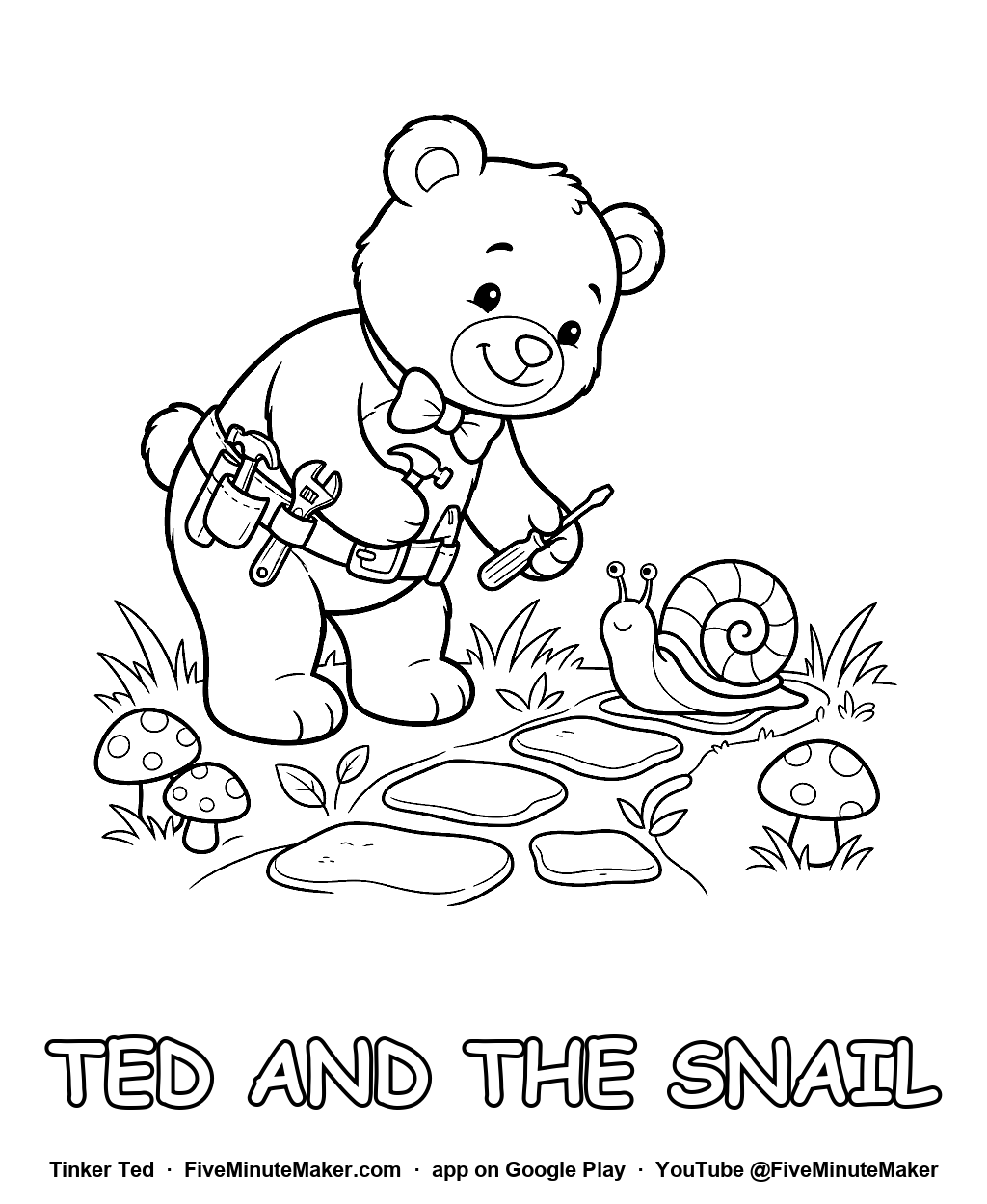 Tinker Ted and the Snail coloring page