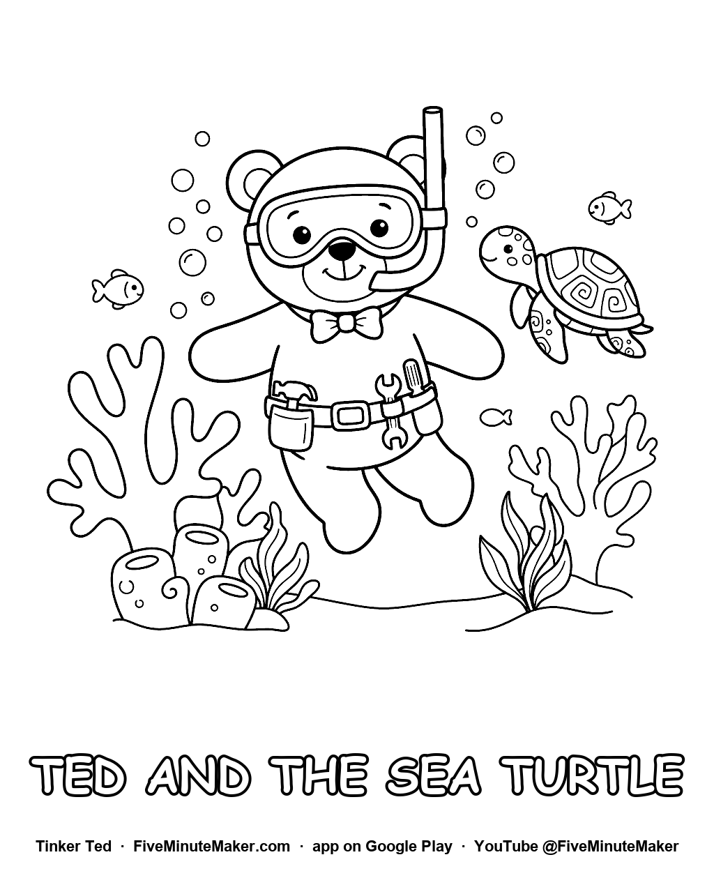 Tinker Ted and the Sea Turtle coloring page