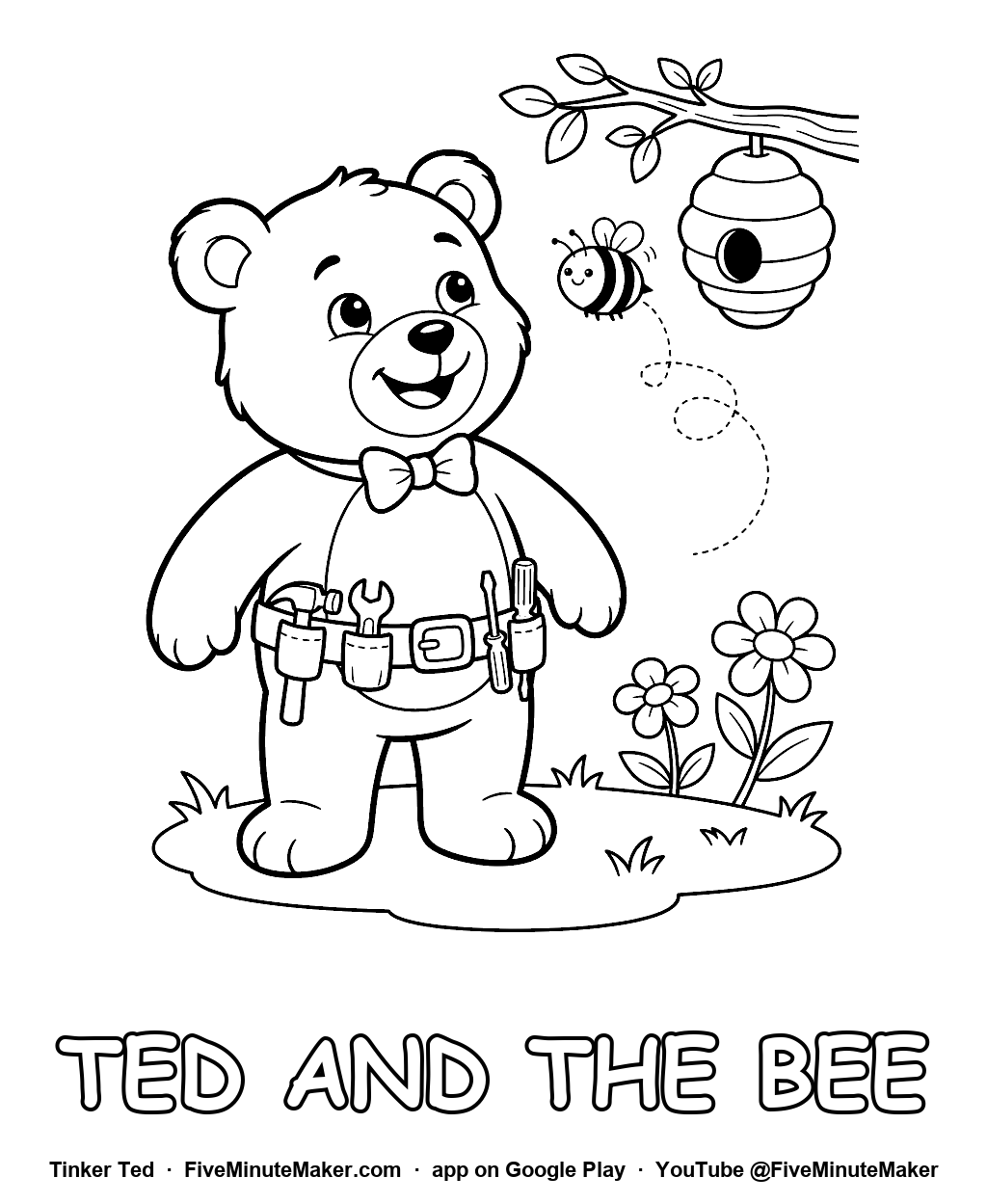 Tinker Ted and the Bee coloring page