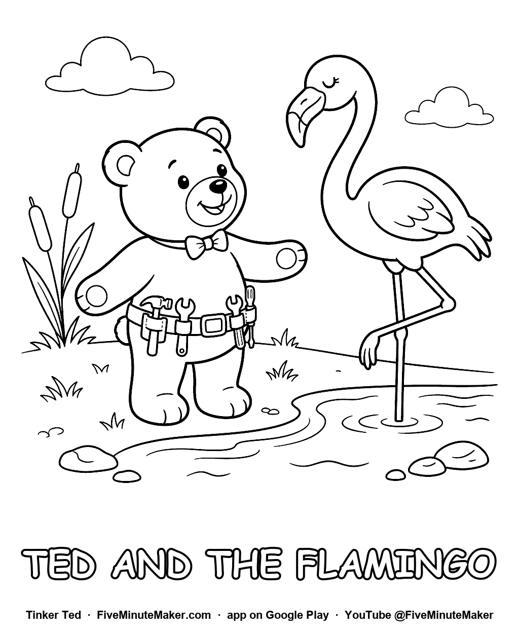 Tinker Ted and the Flamingo coloring page