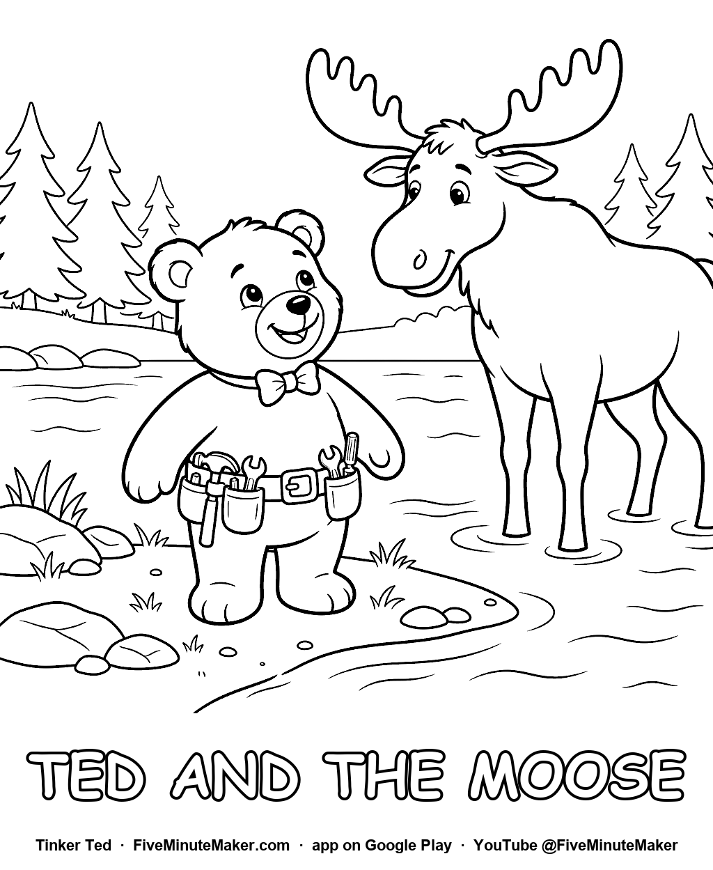 Tinker Ted and the Moose coloring page