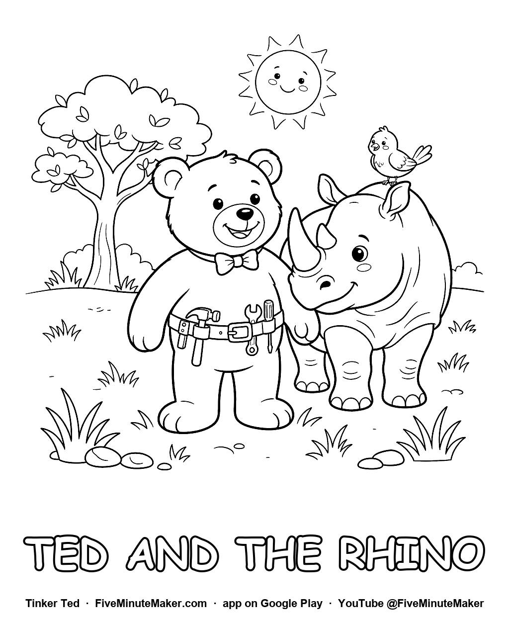 Tinker Ted and the Rhino coloring page