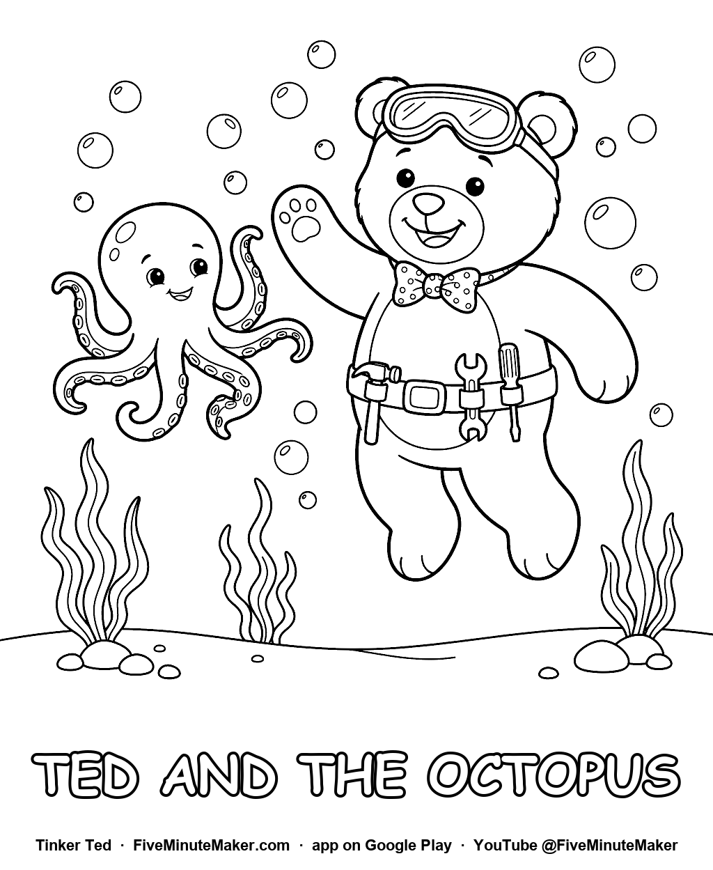 Tinker Ted and the Octopus coloring page