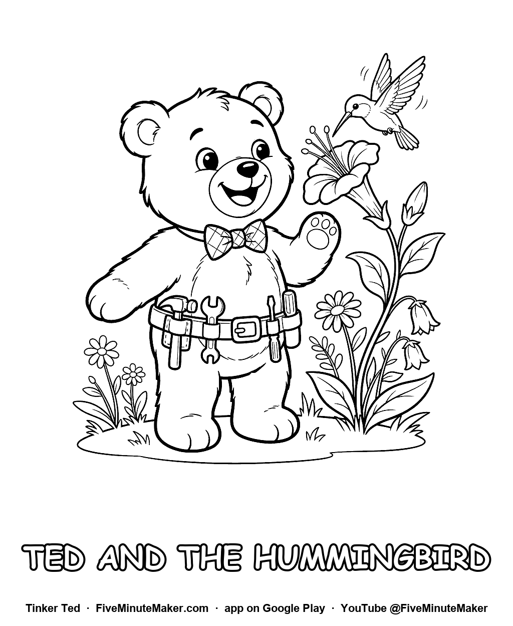 Tinker Ted and the Hummingbird coloring page