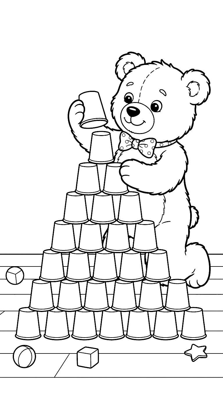 Paper Cup Tower coloring page