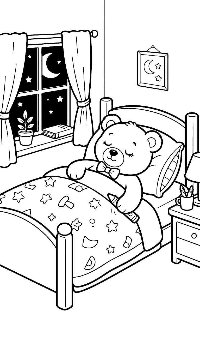 Sleepy Ted coloring page