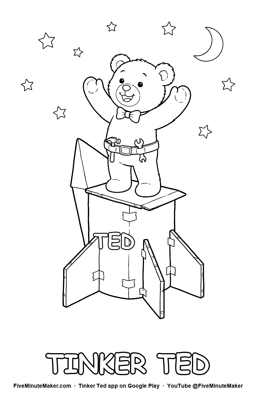 Rocket Ted coloring page