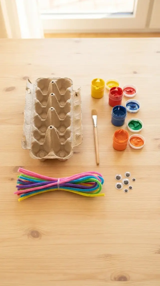 Supplies for Egg Carton Caterpillar
