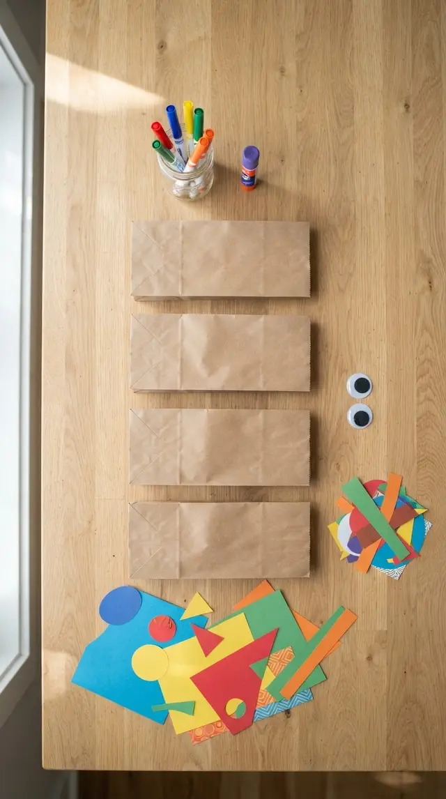 Supplies for Paper Bag Puppet