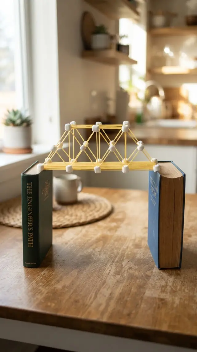 Spaghetti and Marshmallow Bridge kids challenge