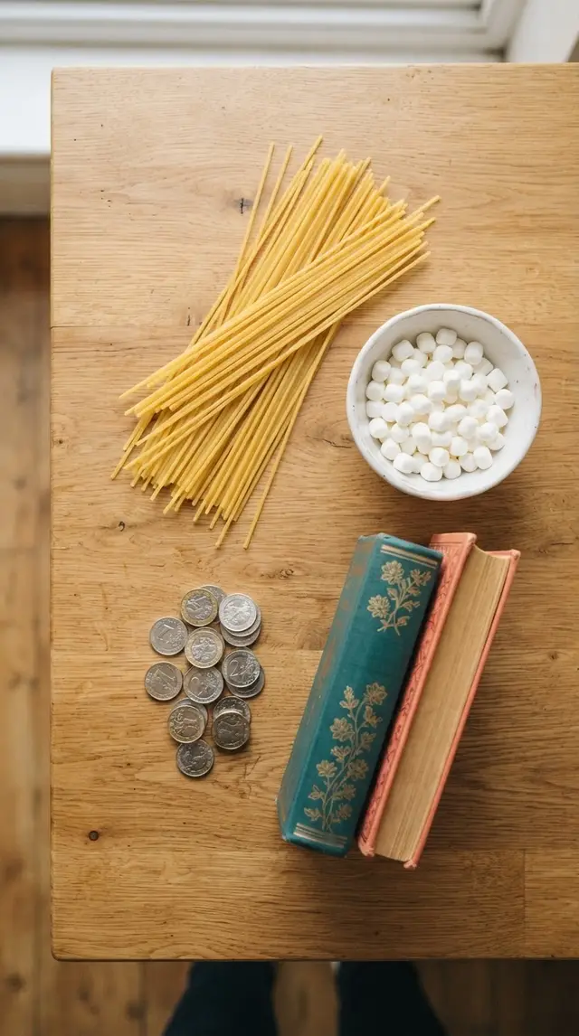 Spaghetti and Marshmallow Bridge step 1