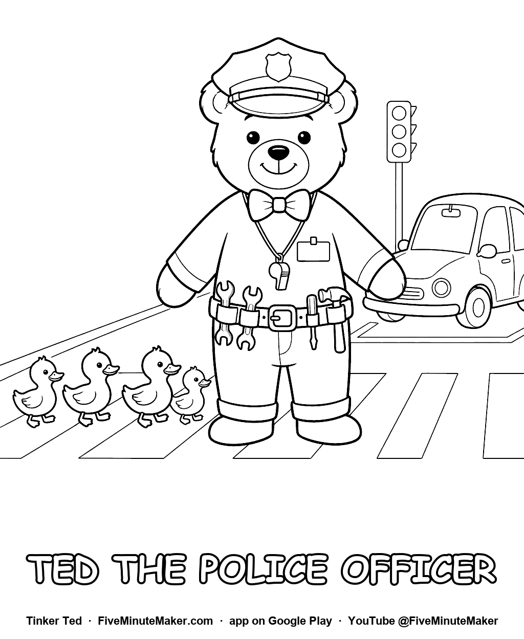 Tinker Ted the Police Officer coloring page
