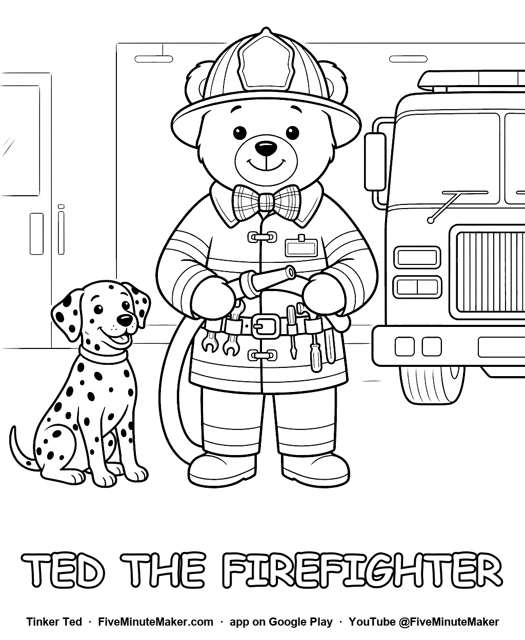 Tinker Ted the Firefighter coloring page