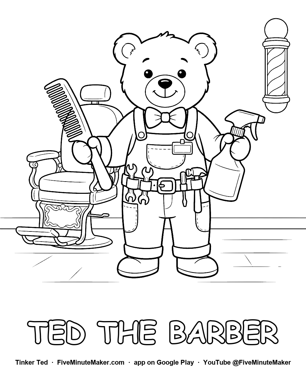 Tinker Ted the Barber coloring page