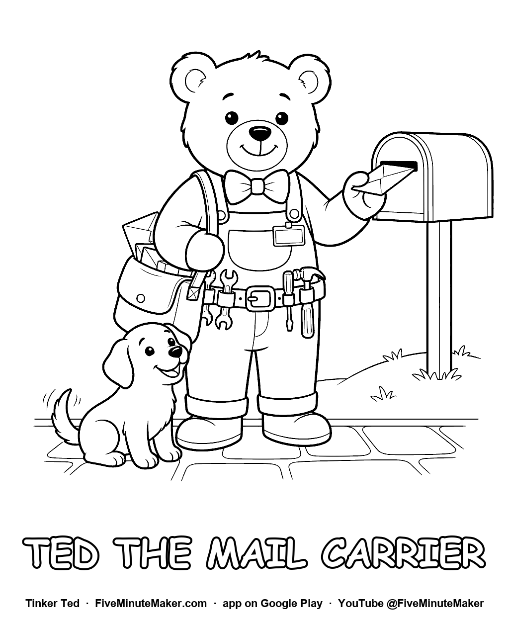 Tinker Ted the Mail Carrier coloring page