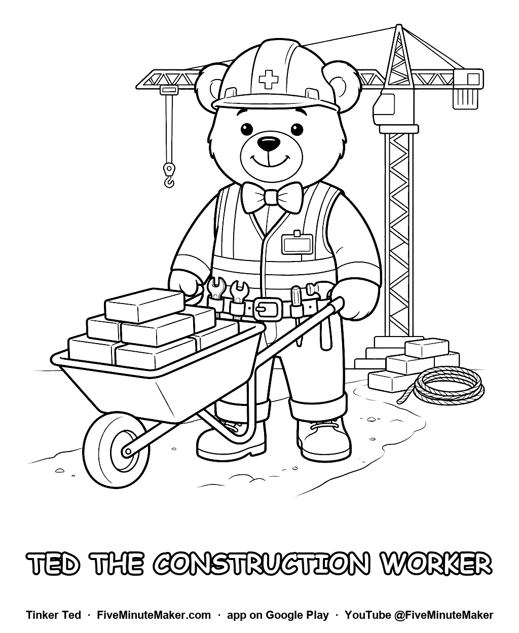 Tinker Ted the Construction Worker coloring page