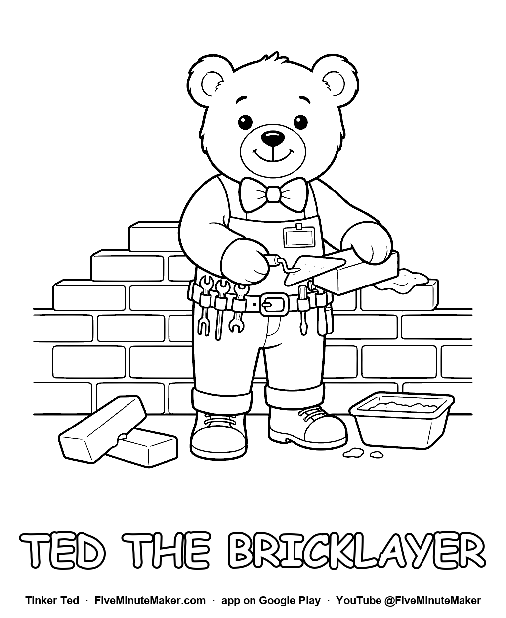 Tinker Ted the Bricklayer coloring page