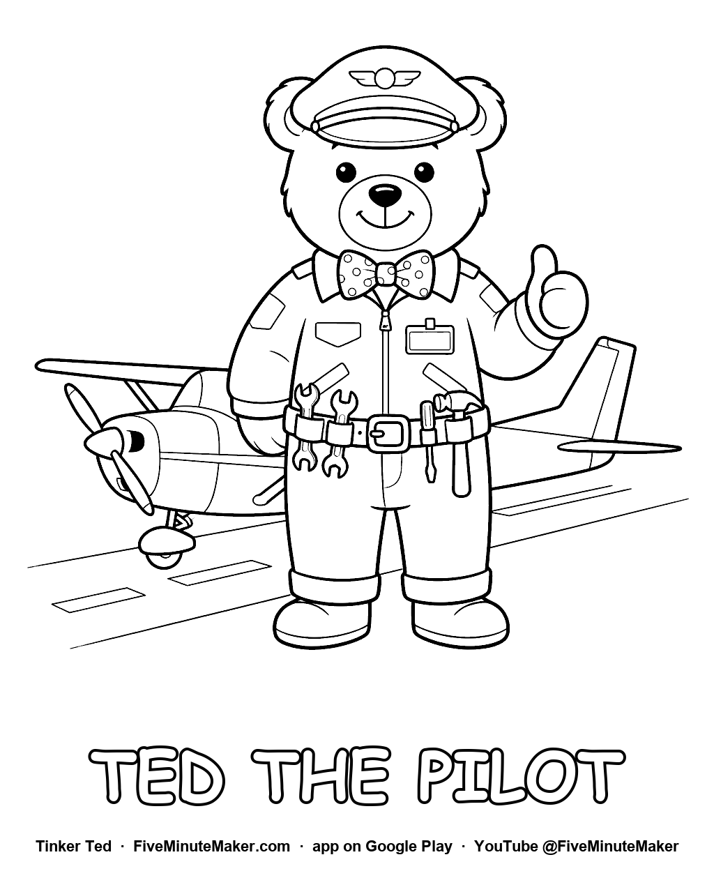 Tinker Ted the Pilot coloring page