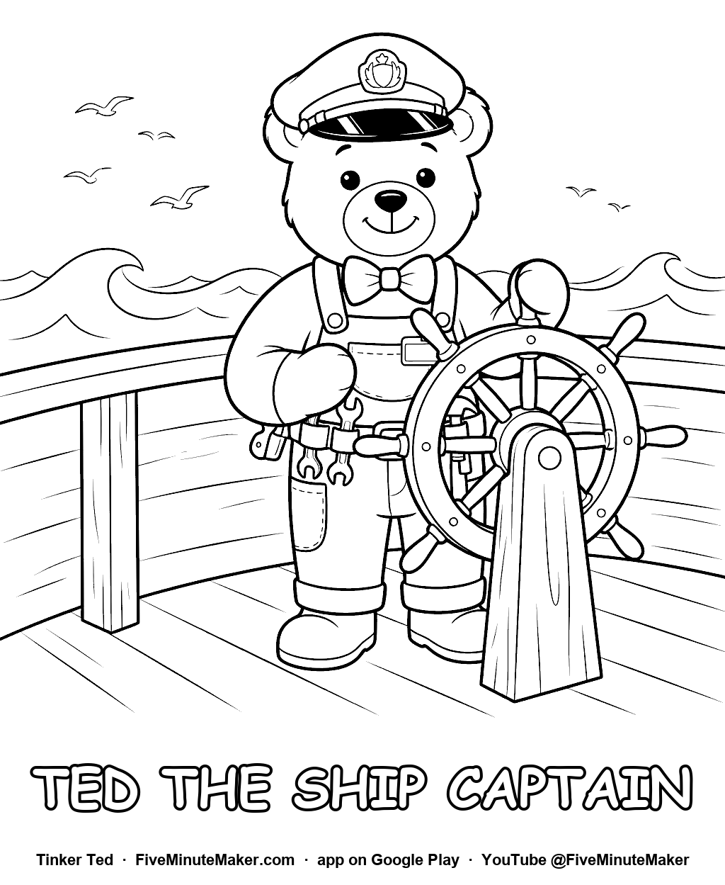 Tinker Ted the Ship Captain coloring page