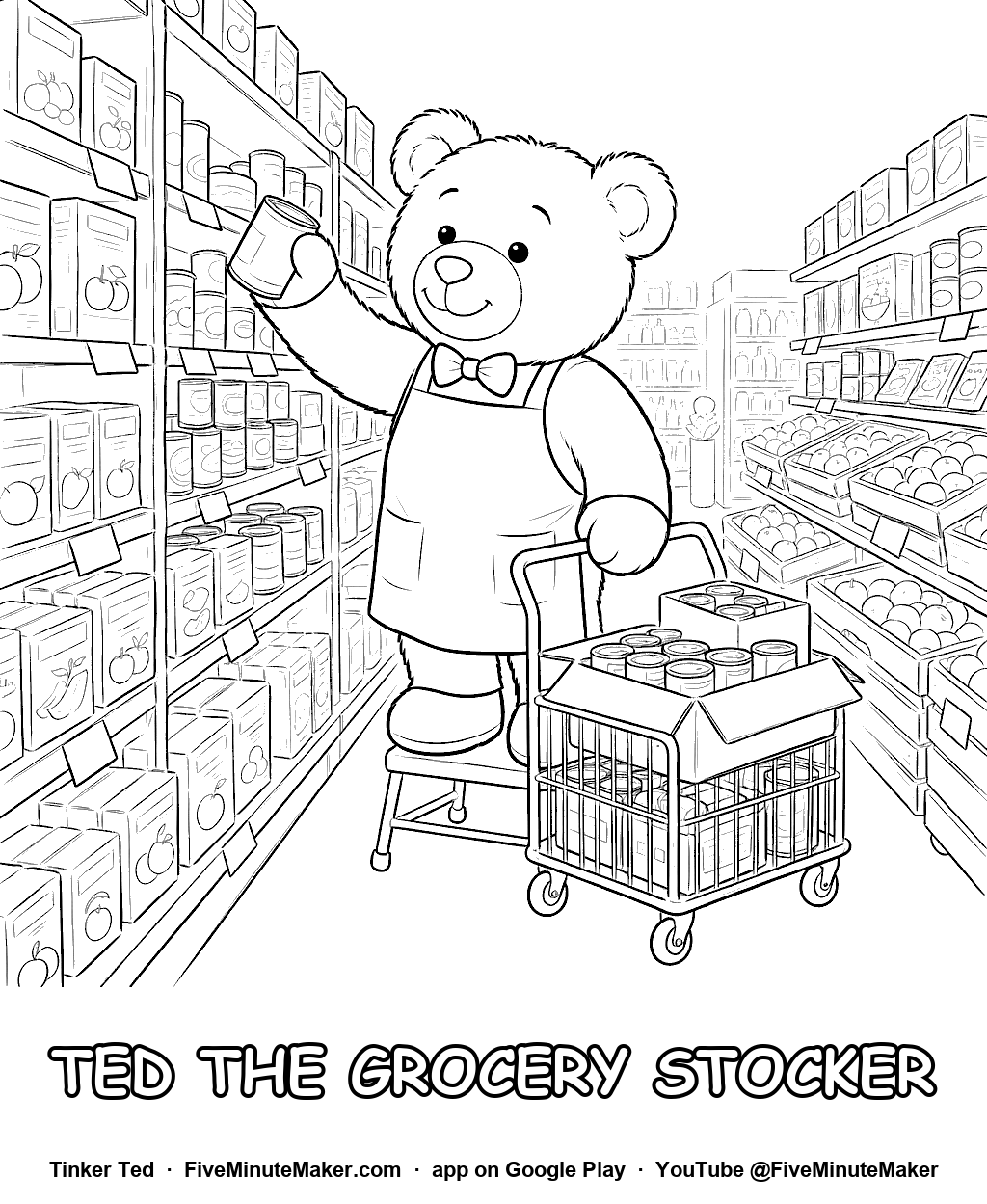 Tinker Ted the Grocery Stocker coloring page