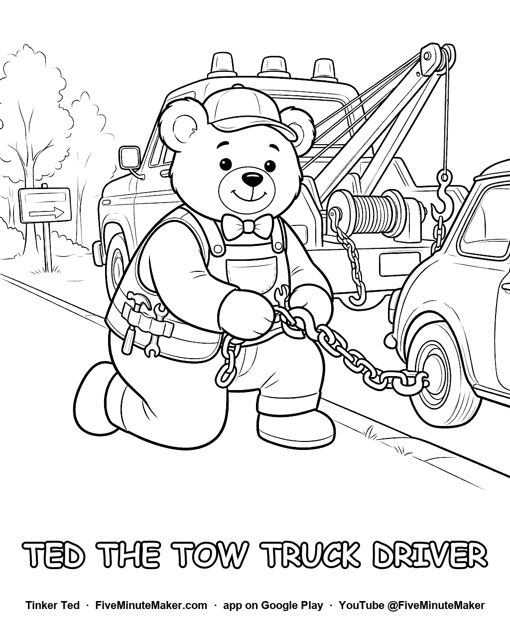 Tinker Ted the Tow Truck Driver coloring page