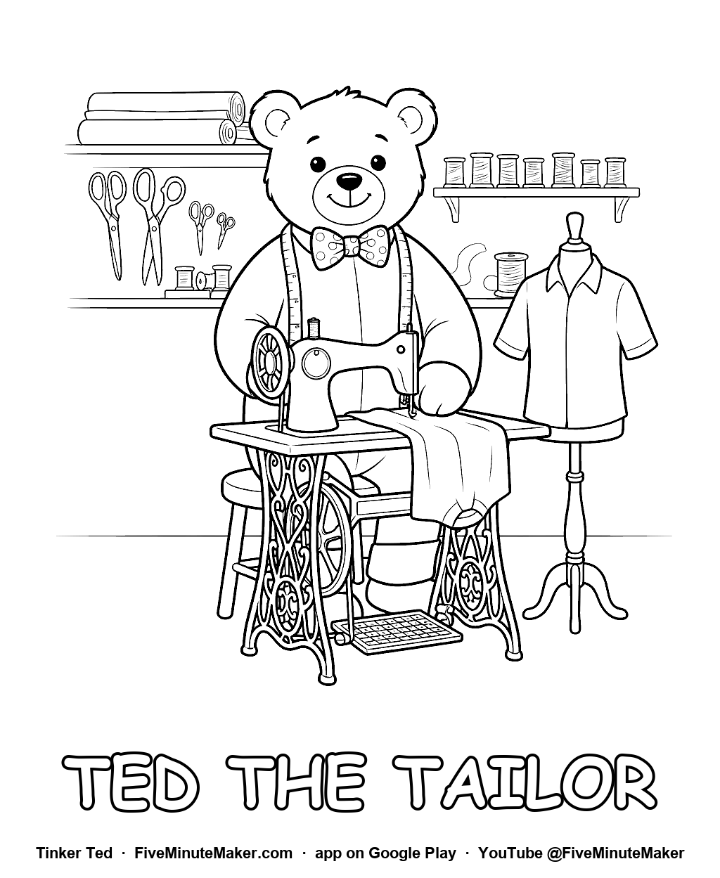 Tinker Ted the Tailor coloring page