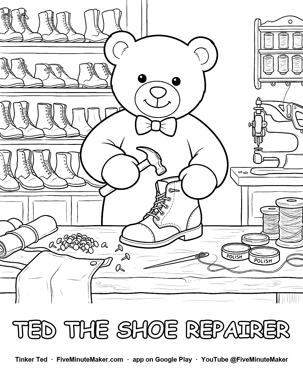 Tinker Ted the Shoe Repairer coloring page