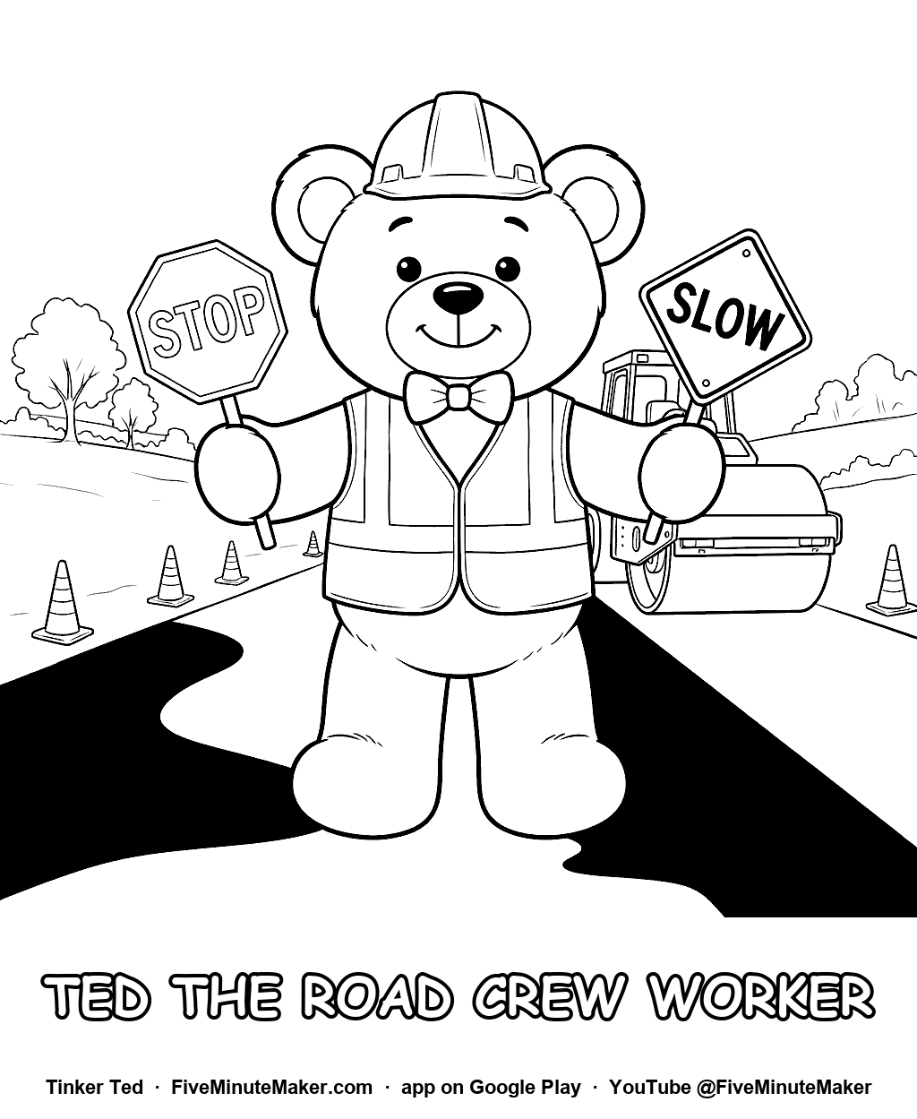 Tinker Ted the Road Crew Worker coloring page