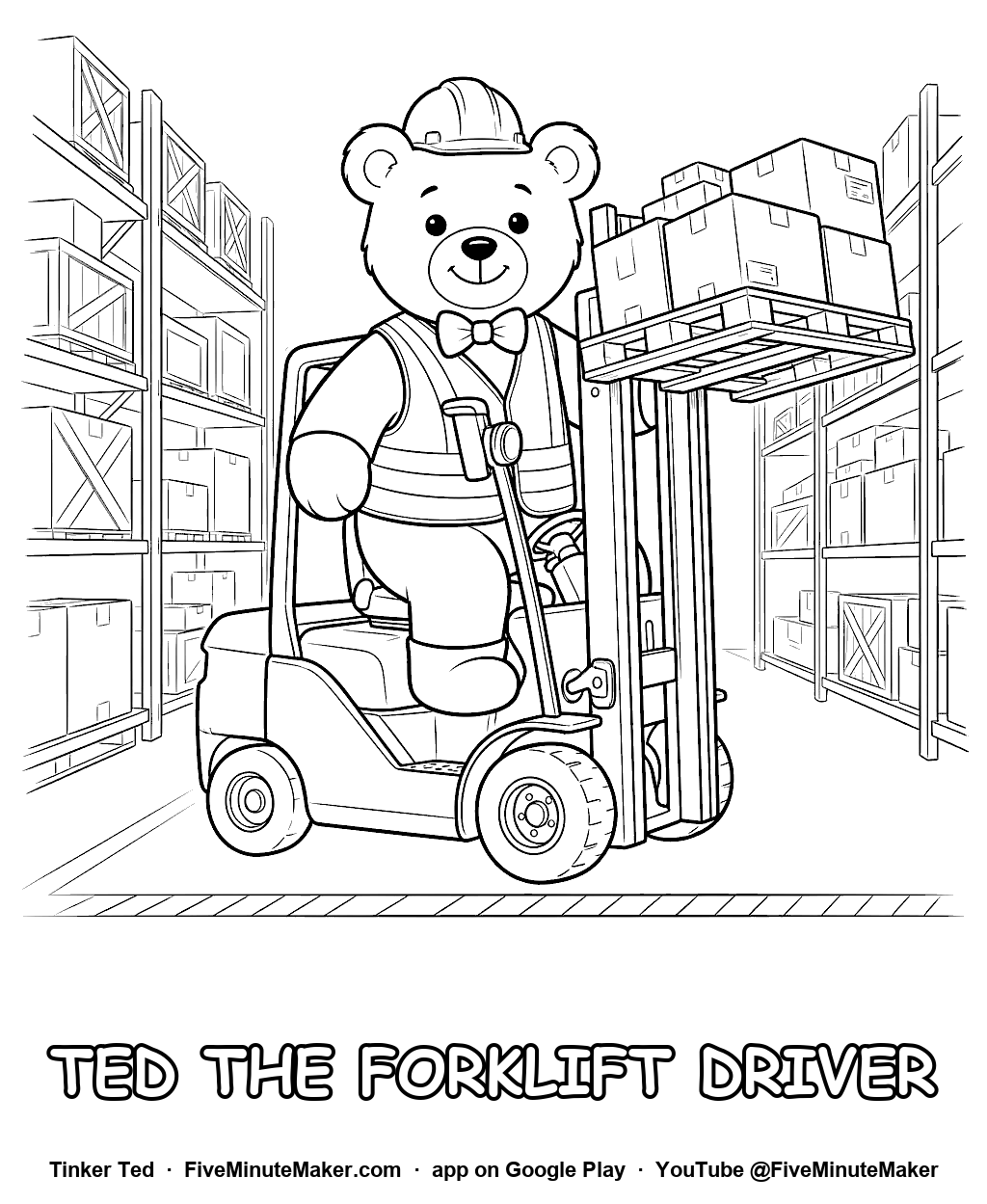 Tinker Ted the Forklift Driver coloring page