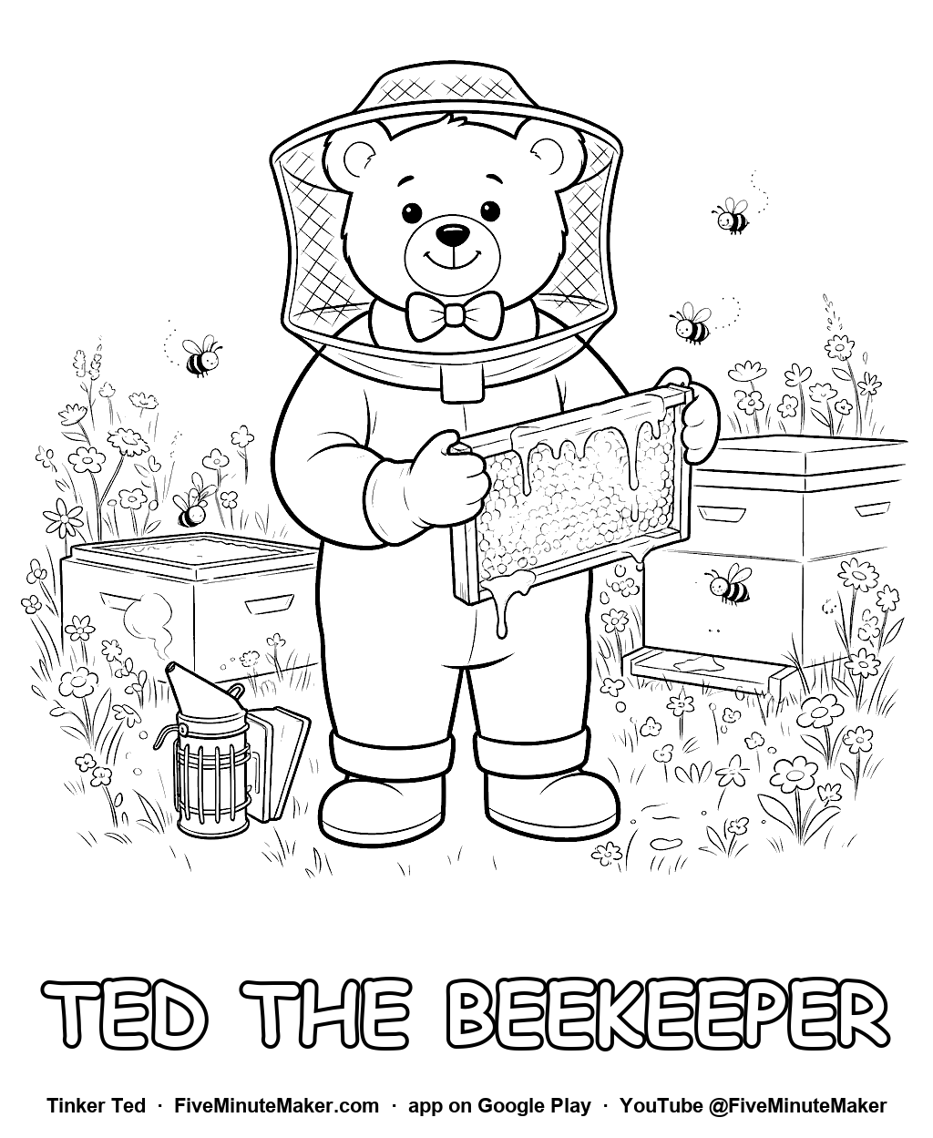 Tinker Ted the Beekeeper coloring page