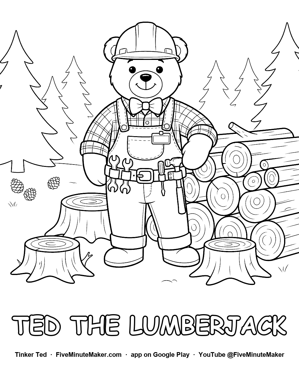 Tinker Ted the Lumberjack coloring page