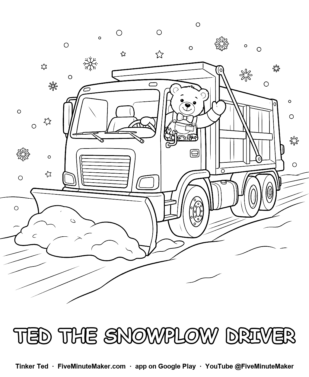Tinker Ted the Snowplow Driver coloring page