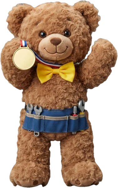Tinker Ted with a gold medal